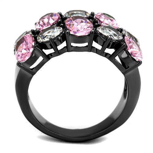 TK2776 - Stainless Steel Ring IP Light Black  (IP Gun) Women AAA Grade CZ Rose