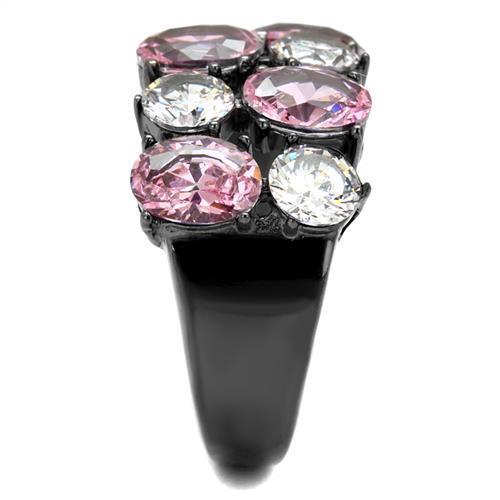 TK2776 - Stainless Steel Ring IP Light Black  (IP Gun) Women AAA Grade CZ Rose