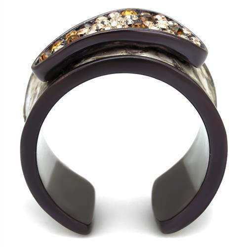 TK2781 - Stainless Steel Ring IP Dark Brown (IP coffee) Women Top Grade Crystal Multi Color