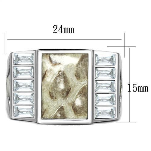 TK2784 - Stainless Steel Ring No Plating Men AAA Grade CZ Clear