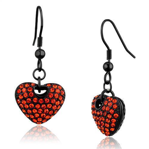 TK2790 - Stainless Steel Earrings IP Black(Ion Plating) Women Top Grade Crystal Orange