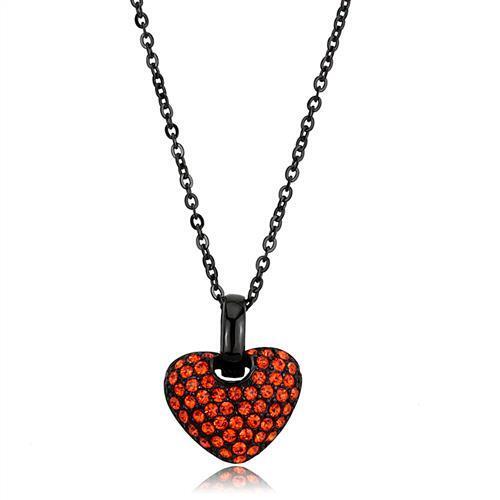 TK2791 - Stainless Steel Chain Pendant IP Black(Ion Plating) Women Top Grade Crystal Orange