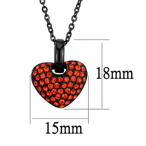 TK2791 - Stainless Steel Chain Pendant IP Black(Ion Plating) Women Top Grade Crystal Orange