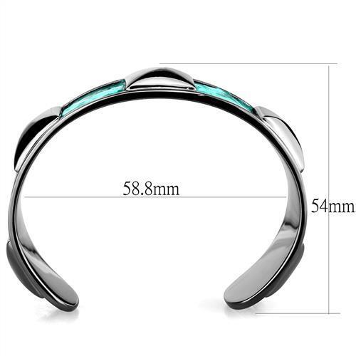 TK2794 - Stainless Steel Bangle IP Light Black  (IP Gun) Women Leather Emerald