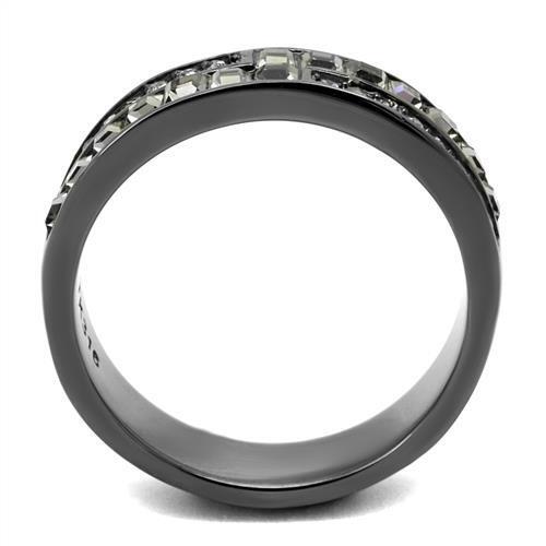 TK2799 - Stainless Steel Ring IP Light Black  (IP Gun) Women Top Grade Crystal Black Diamond