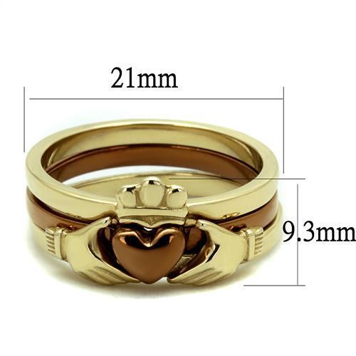 TK2801 - Stainless Steel Ring IP Gold & IP Light Brown (IP Light coffee) Women No Stone No Stone