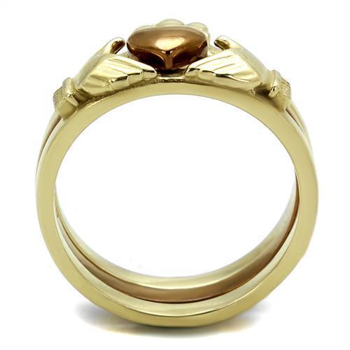 TK2801 - Stainless Steel Ring IP Gold & IP Light Brown (IP Light coffee) Women No Stone No Stone