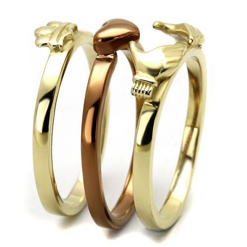 TK2801 - Stainless Steel Ring IP Gold & IP Light Brown (IP Light coffee) Women No Stone No Stone