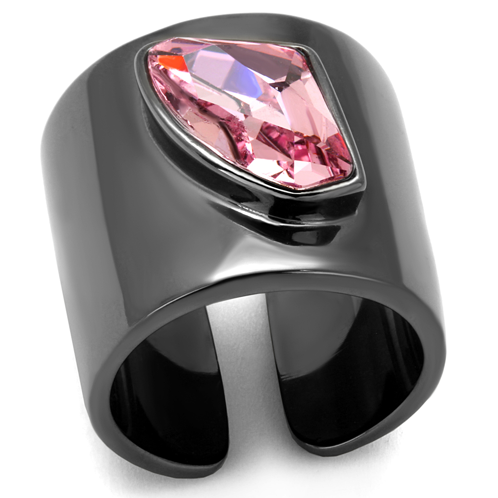 TK2829 - Stainless Steel Ring IP Light Black  (IP Gun) Women Top Grade Crystal Light Rose