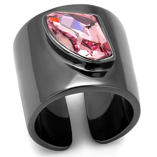 TK2829 - Stainless Steel Ring IP Light Black  (IP Gun) Women Top Grade Crystal Light Rose