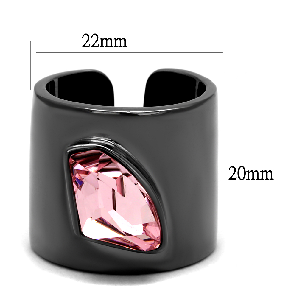 TK2829 - Stainless Steel Ring IP Light Black  (IP Gun) Women Top Grade Crystal Light Rose