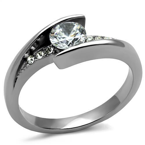 TK2833 - Stainless Steel Ring High polished (no plating) Women AAA Grade CZ Clear