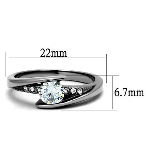 TK2833 - Stainless Steel Ring High polished (no plating) Women AAA Grade CZ Clear