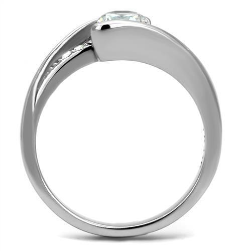 TK2833 - Stainless Steel Ring High polished (no plating) Women AAA Grade CZ Clear