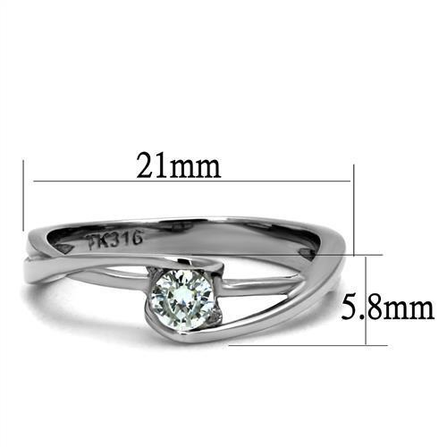 TK2835 - Stainless Steel Ring High polished (no plating) Women AAA Grade CZ Clear