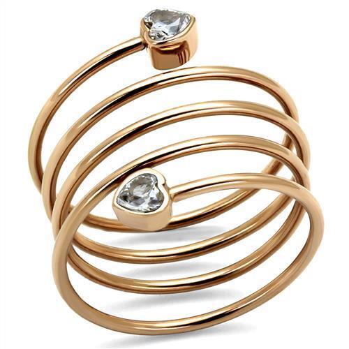 TK2836 - Stainless Steel Ring IP Rose Gold(Ion Plating) Women AAA Grade CZ Clear