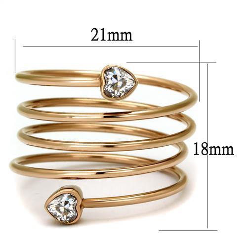 TK2836 - Stainless Steel Ring IP Rose Gold(Ion Plating) Women AAA Grade CZ Clear