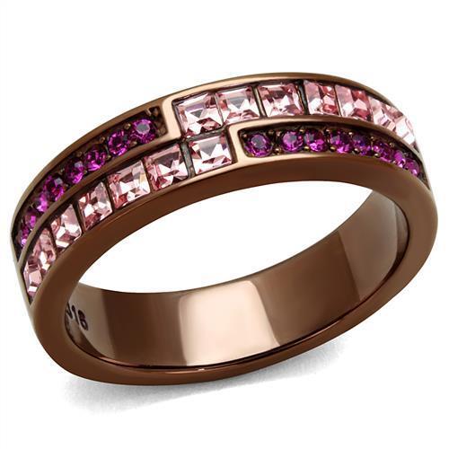 TK2837 - Stainless Steel Ring IP Coffee light Women Top Grade Crystal Multi Color