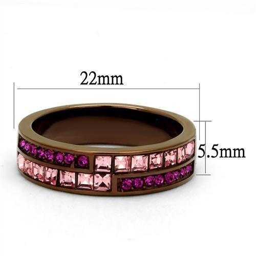 TK2837 - Stainless Steel Ring IP Coffee light Women Top Grade Crystal Multi Color