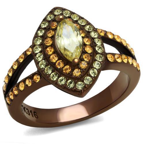 TK2838 - Stainless Steel Ring IP Coffee light Women AAA Grade CZ Citrine Yellow