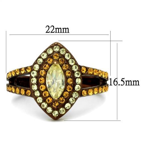 TK2838 - Stainless Steel Ring IP Coffee light Women AAA Grade CZ Citrine Yellow