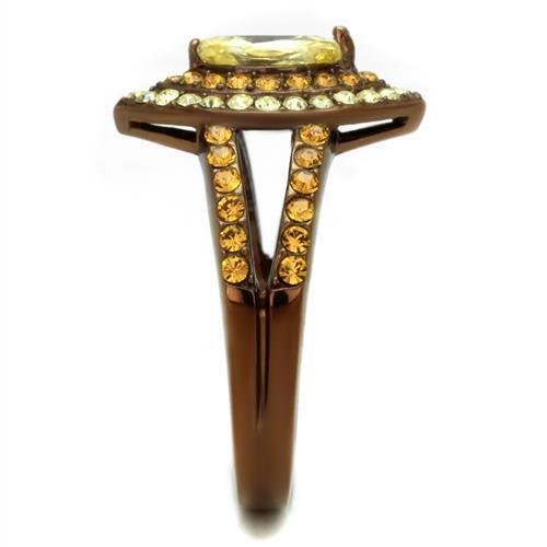 TK2838 - Stainless Steel Ring IP Coffee light Women AAA Grade CZ Citrine Yellow