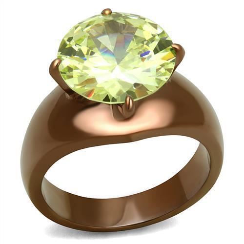 TK2839 - Stainless Steel Ring IP Coffee light Women AAA Grade CZ Apple Green color