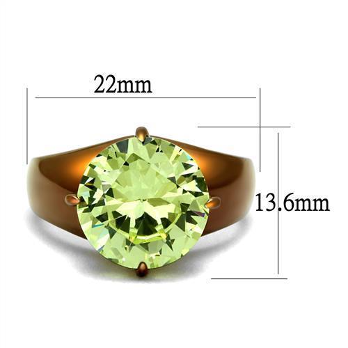 TK2839 - Stainless Steel Ring IP Coffee light Women AAA Grade CZ Apple Green color