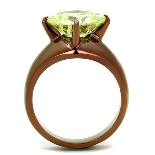 TK2839 - Stainless Steel Ring IP Coffee light Women AAA Grade CZ Apple Green color