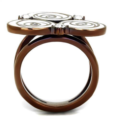 TK2841 - Stainless Steel Ring IP Coffee light Women Top Grade Crystal Clear