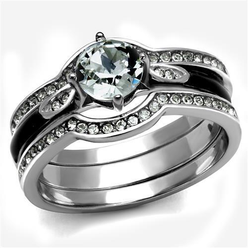 TK2843 - Stainless Steel Ring High polished (no plating) Women Top Grade Crystal Clear