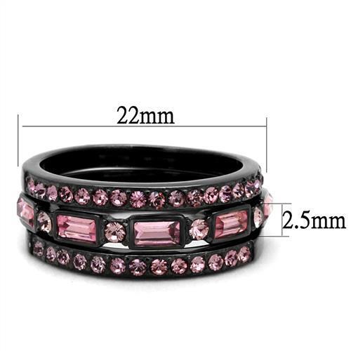 TK2844 - Stainless Steel Ring IP Light Black  (IP Gun) Women Top Grade Crystal Multi Color