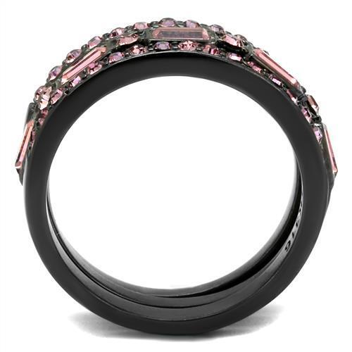 TK2844 - Stainless Steel Ring IP Light Black  (IP Gun) Women Top Grade Crystal Multi Color