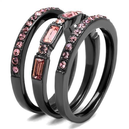 TK2844 - Stainless Steel Ring IP Light Black  (IP Gun) Women Top Grade Crystal Multi Color