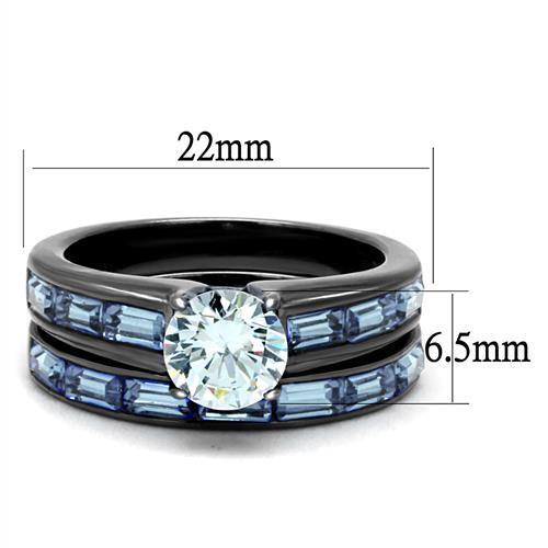 TK2845 - Stainless Steel Ring IP Light Black  (IP Gun) Women AAA Grade CZ Clear