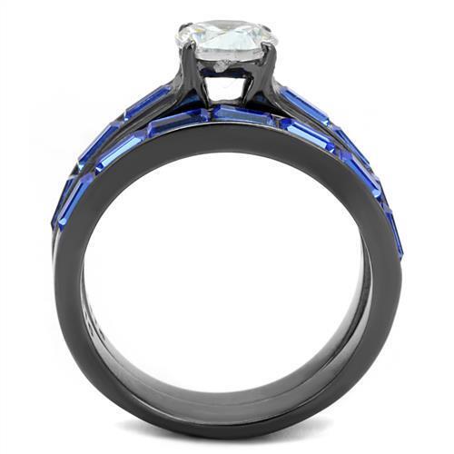 TK2845 - Stainless Steel Ring IP Light Black  (IP Gun) Women AAA Grade CZ Clear