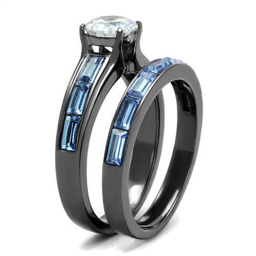 TK2845 - Stainless Steel Ring IP Light Black  (IP Gun) Women AAA Grade CZ Clear