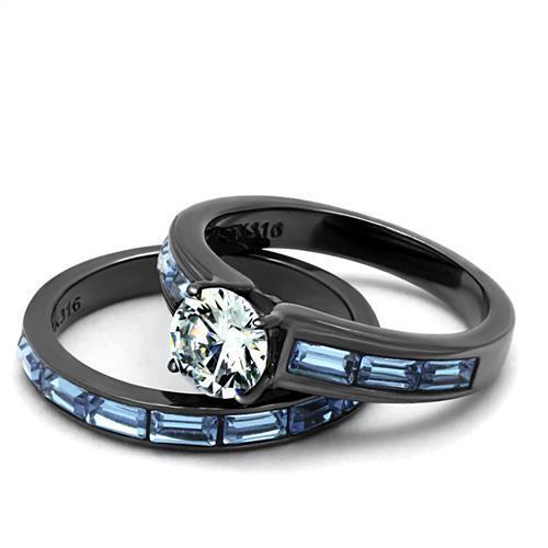 TK2845 - Stainless Steel Ring IP Light Black  (IP Gun) Women AAA Grade CZ Clear