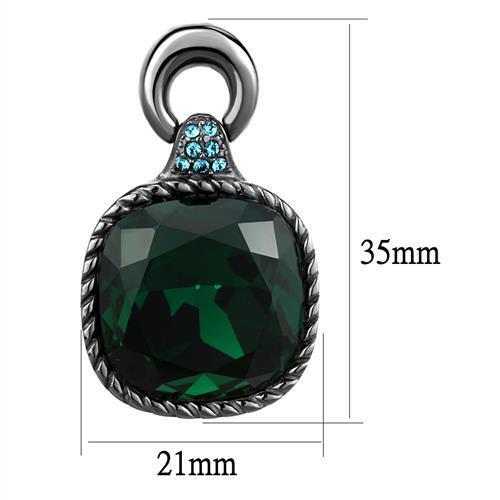 TK2852 - Stainless Steel Earrings IP Light Black  (IP Gun) Women Top Grade Crystal Emerald