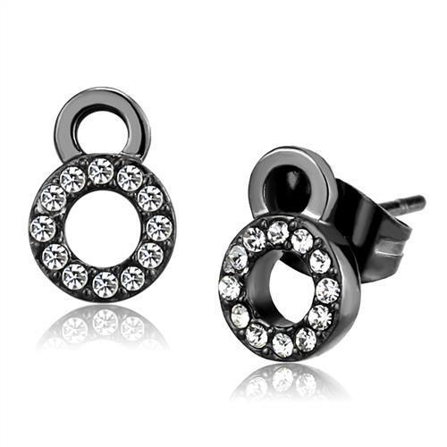 TK2856 - Stainless Steel Earrings IP Light Black  (IP Gun) Women Top Grade Crystal Clear