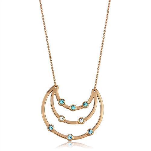 TK2857 - Stainless Steel Necklace IP Rose Gold(Ion Plating) Women Top Grade Crystal Multi Color