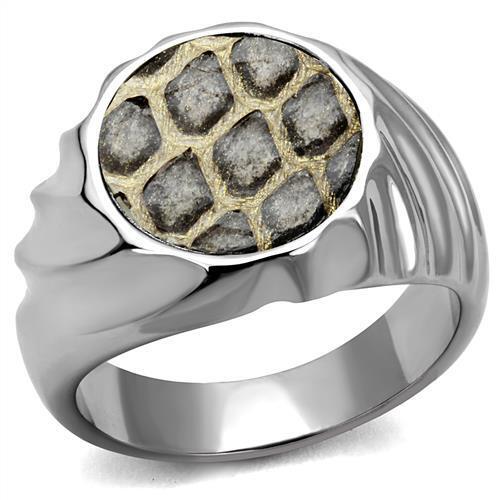 TK2859 - Stainless Steel Ring High polished (no plating) Men Leather Animal pattern