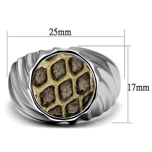 TK2859 - Stainless Steel Ring High polished (no plating) Men Leather Animal pattern