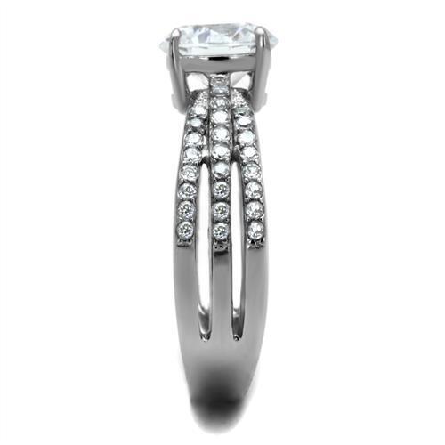 TK2862 - Stainless Steel Ring High polished (no plating) Women AAA Grade CZ Clear