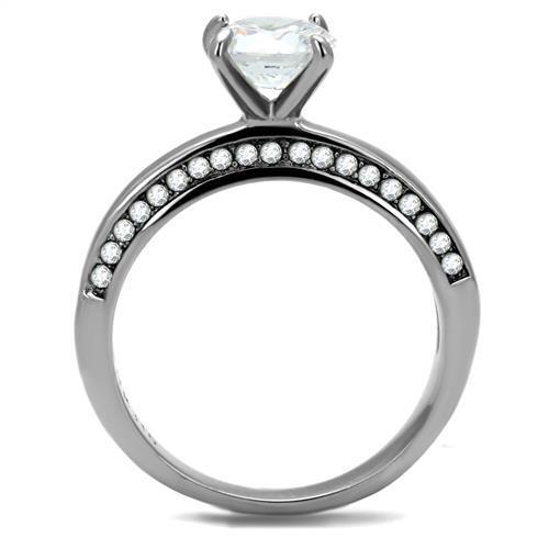 TK2864 - Stainless Steel Ring High polished (no plating) Women AAA Grade CZ Clear