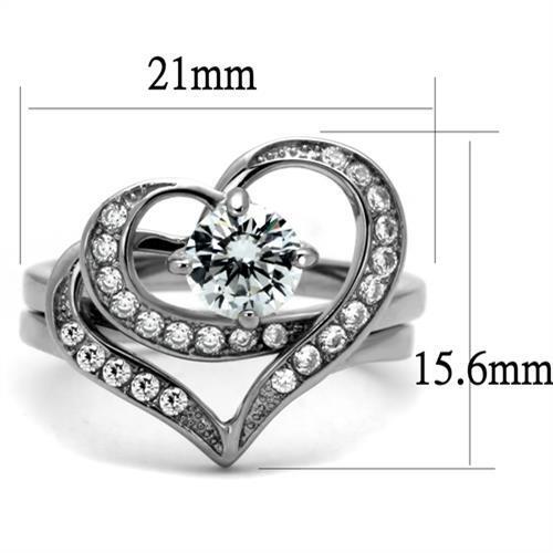 TK2868 - Stainless Steel Ring High polished (no plating) Women AAA Grade CZ Clear