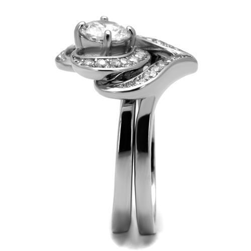 TK2868 - Stainless Steel Ring High polished (no plating) Women AAA Grade CZ Clear