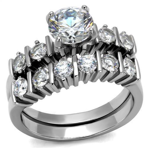 TK2869 - Stainless Steel Ring High polished (no plating) Women AAA Grade CZ Clear