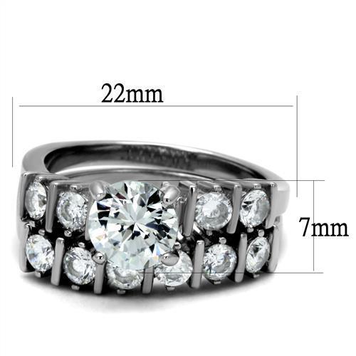 TK2869 - Stainless Steel Ring High polished (no plating) Women AAA Grade CZ Clear