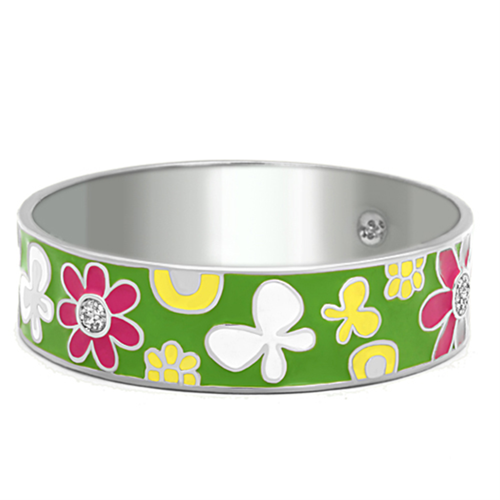 TK287 - Stainless Steel Bangle High polished (no plating) Women Epoxy Multi Color